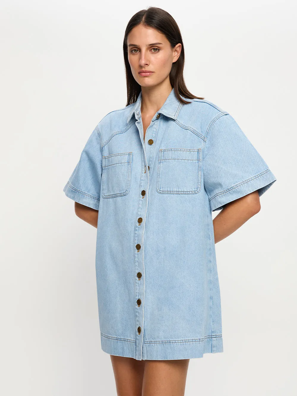 Avery Denim Mini Dress sold by Kivari