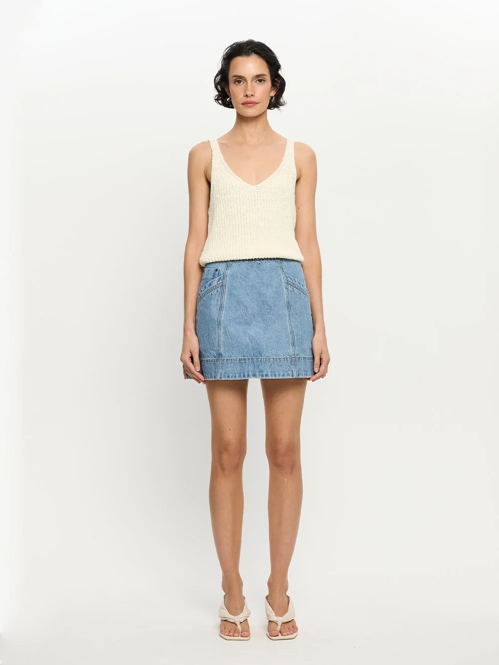 Alba Denim Mini Skirt sold by Kivari
