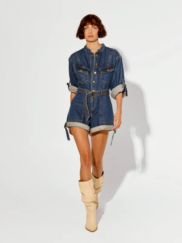 Elena Denim Playsuit sold by Kivari