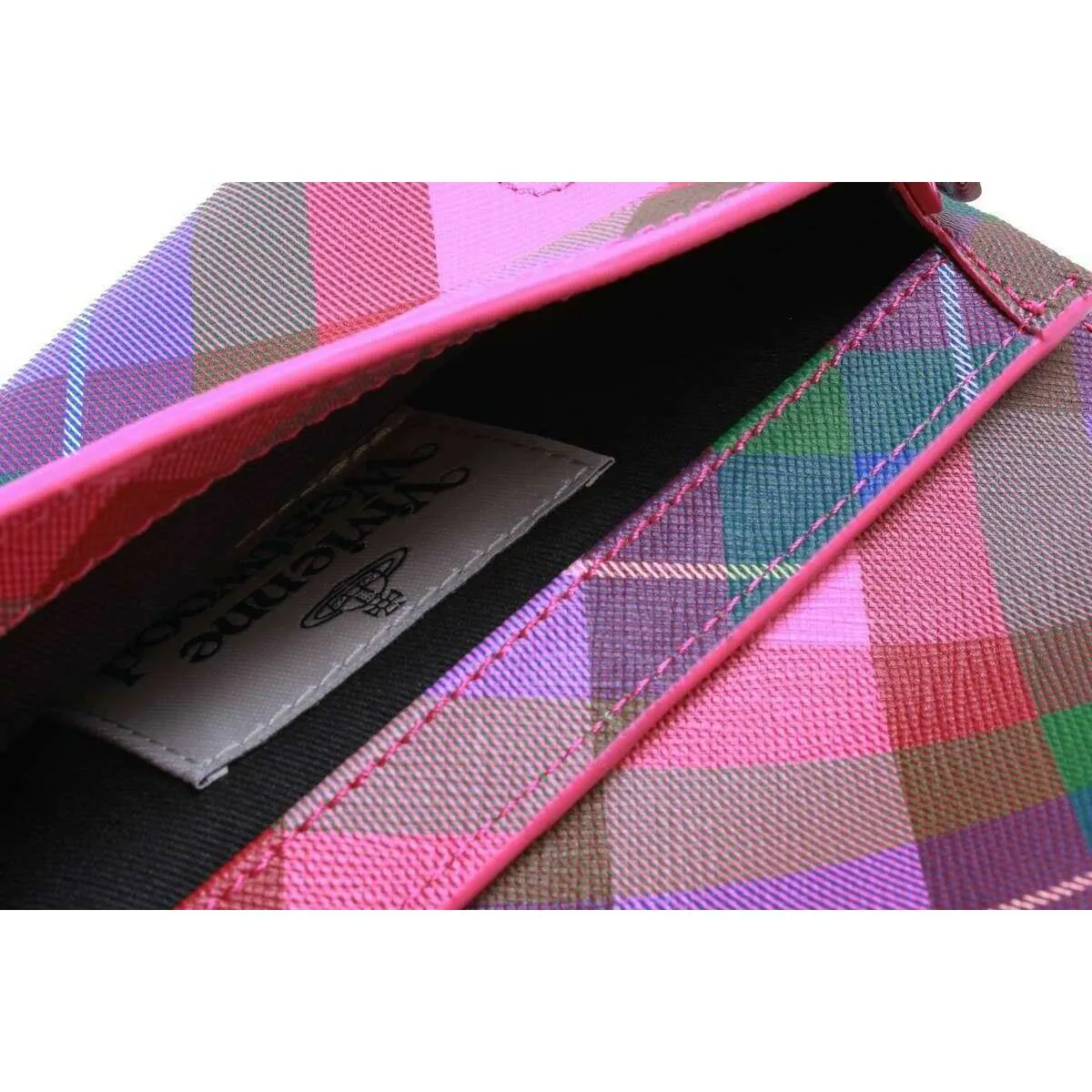 Vivienne Westwood Saffiano Print Mini Pouch Chain Bag - Candy Tartan Pink sold by KJ Beckett product image thumbnail 5
