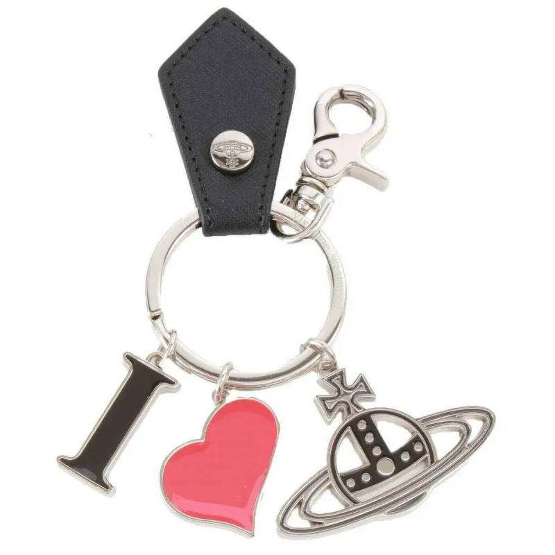 Vivienne Westwood Saffiano I Love Orb Keyring - Black sold by KJ Beckett