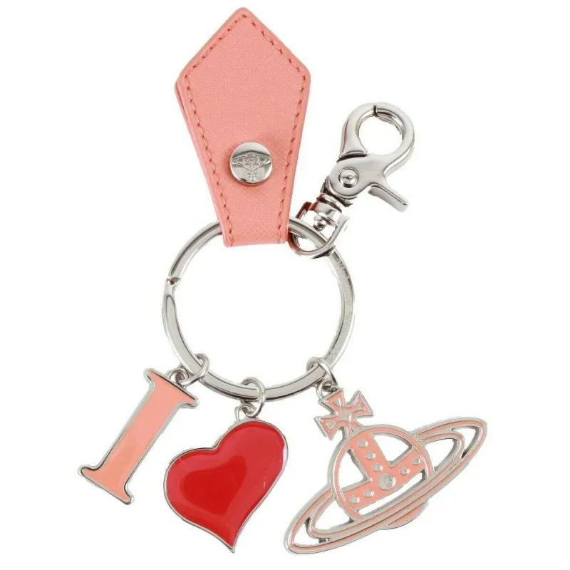 Vivienne Westwood Saffiano I Love Orb Keyring - Orange sold by KJ Beckett
