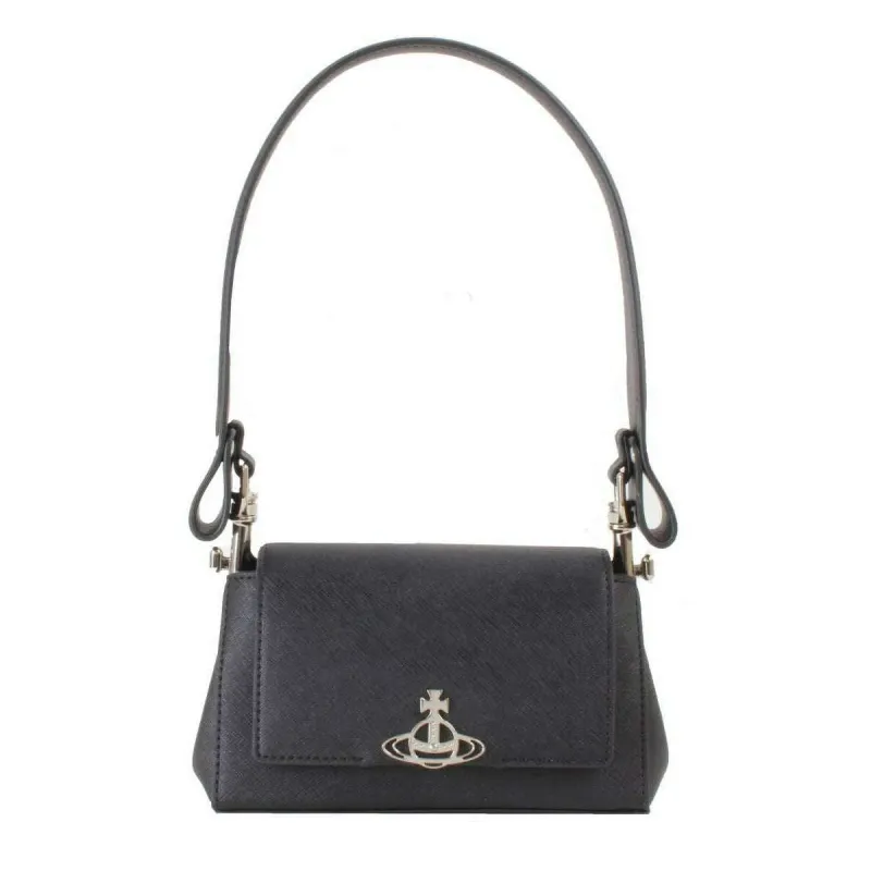 Vivienne Westwood Saffiano Plain Hazel Small Handbag - Black sold by KJ Beckett
