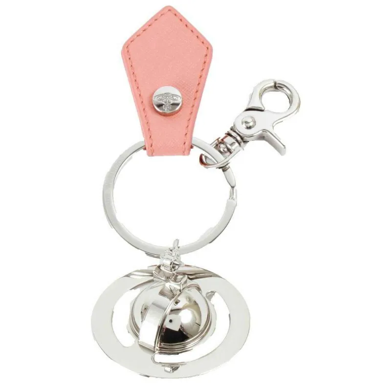 Vivienne Westwood Saffiano 3D Orb Keyring - Silver/Orange sold by KJ Beckett