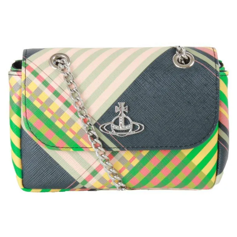 Vivienne Westwood Saffiano Small Purse with Chain Bag - Combat Tartan Green sold by KJ Beckett