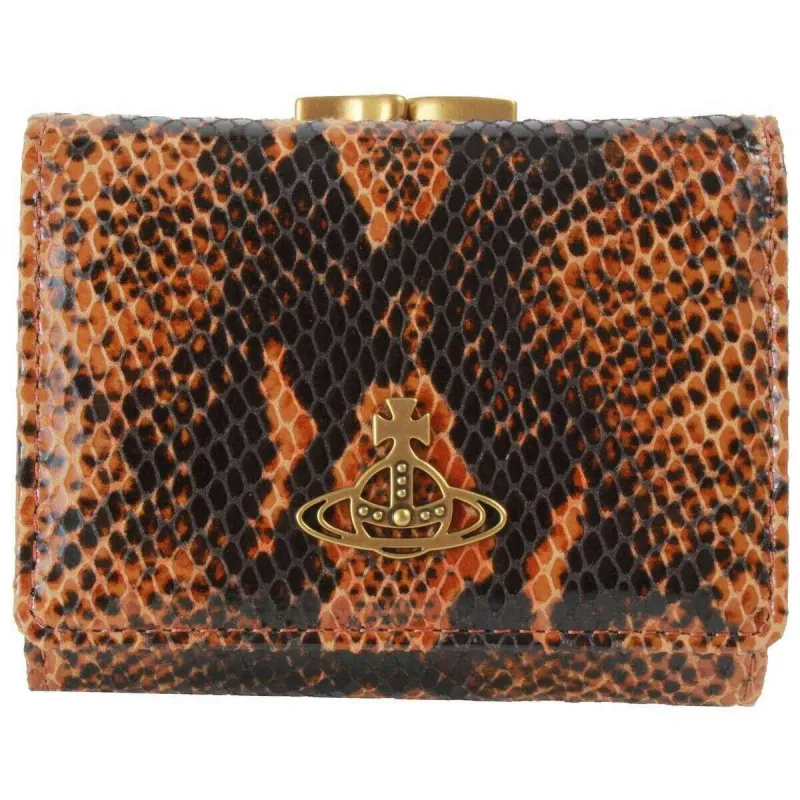 Vivienne Westwood Emboss Snake Leather Small Frame Purse - Tan sold by KJ Beckett