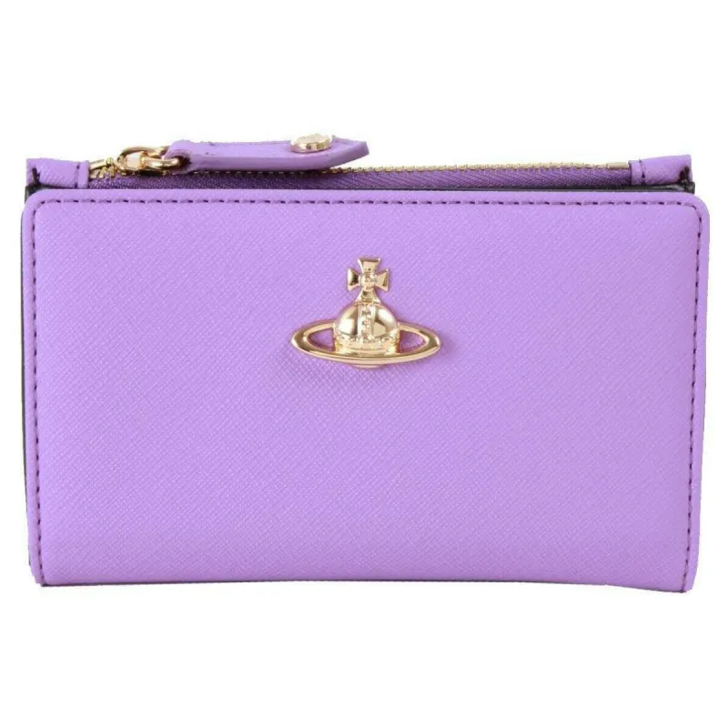 Vivienne Westwood Saffiano Slim Flap Card Holder Purse - Lilac sold by KJ Beckett