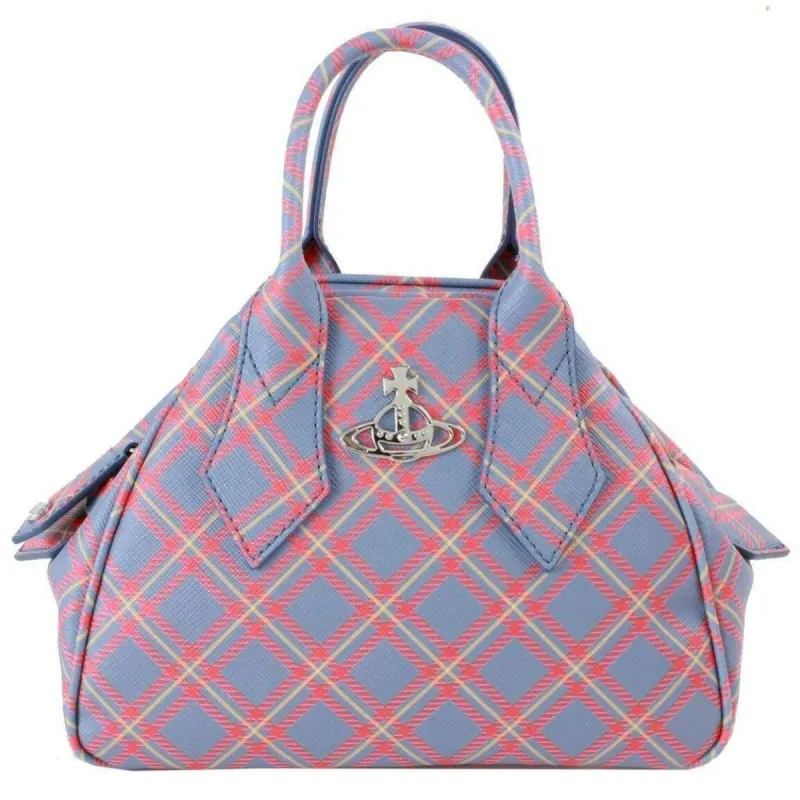 Vivienne Westwood Yasmin Saffiano Printed Tartan Small Bag - Blue/Orange sold by KJ Beckett