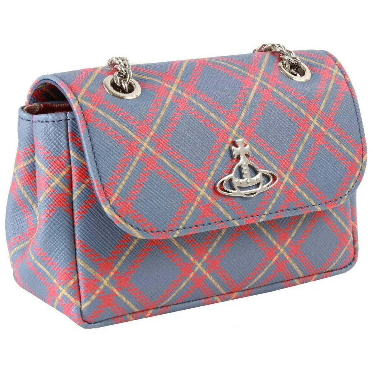 Vivienne Westwood Saffiano Printed Tartan Small Chain Purse - Blue/Orange sold by KJ Beckett product image thumbnail 3