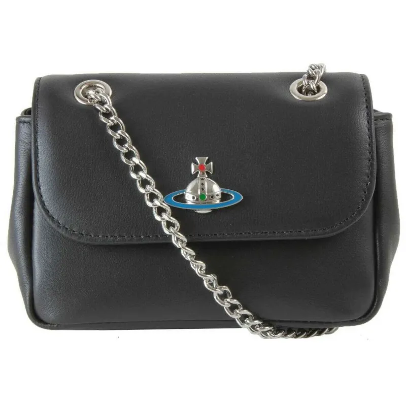 【送料&関税込】Vivienne Westwood Bag sibyl Vivienne Westwood Sibyl Silk Leather Shoulder Bag - Black