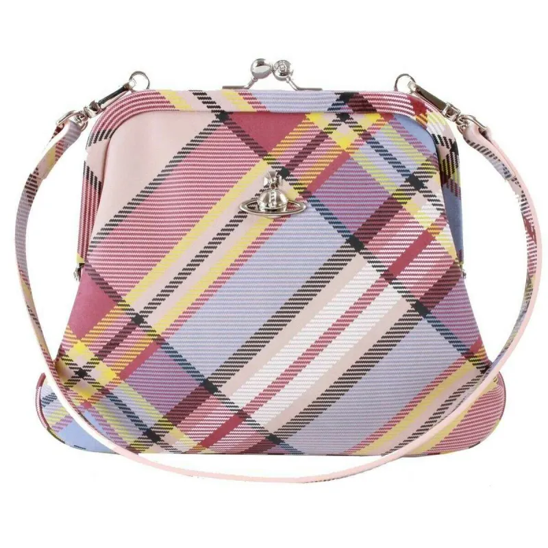 Vivienne Westwood Nubuck Tartan Vivienne Clutch - Pink sold by KJ Beckett