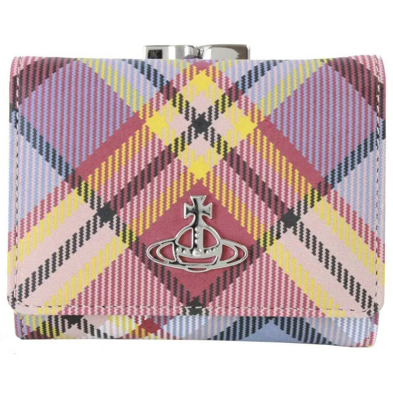 Vivienne Westwood Nubuck Tartan Small Frame Purse - Pink sold by KJ Beckett