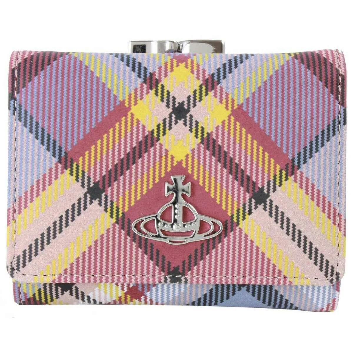 Vivienne Westwood Nubuck Tartan Small Frame Purse - Pink sold by KJ Beckett