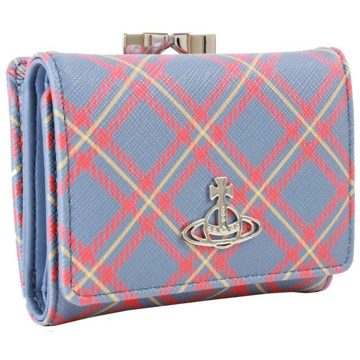 Vivienne Westwood Tartan Printed Saffiano Small Frame Purse - Blue/Orange sold by KJ Beckett product image thumbnail 3