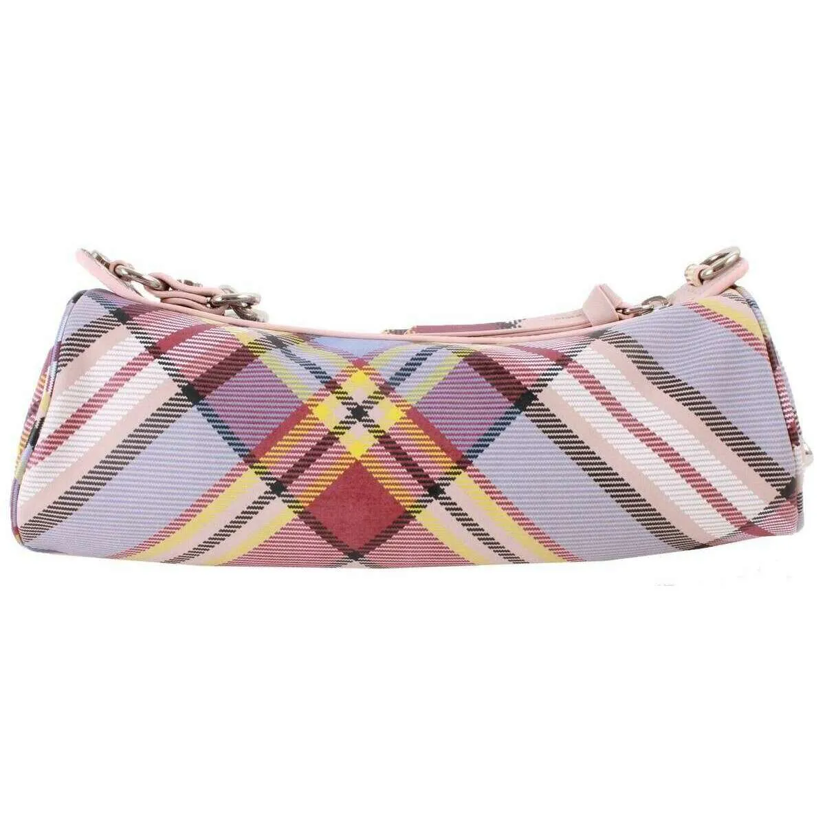 Vivienne Westwood Cindy Nubuck Tartan Cylinder Bag - Pink/Lilac/Yellow sold by KJ Beckett product image thumbnail 3