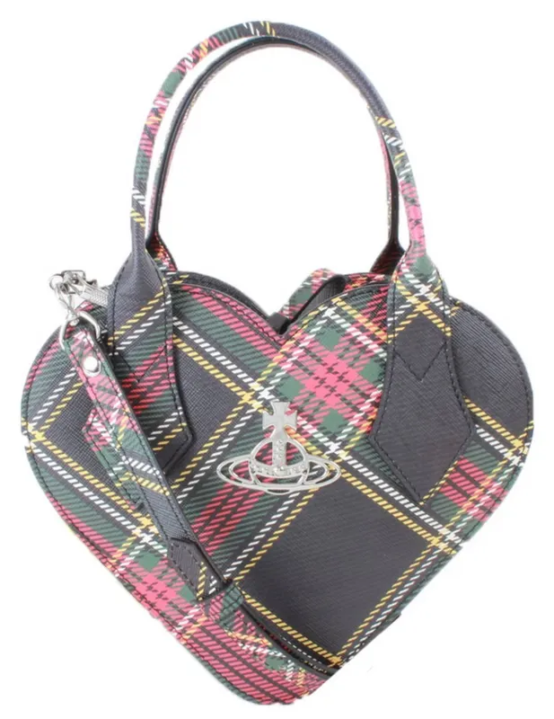 Vivienne Westwood Chelsea Tartan Josephine Heart Crossbody Bag - Black/Red/Yellow sold by KJ Beckett