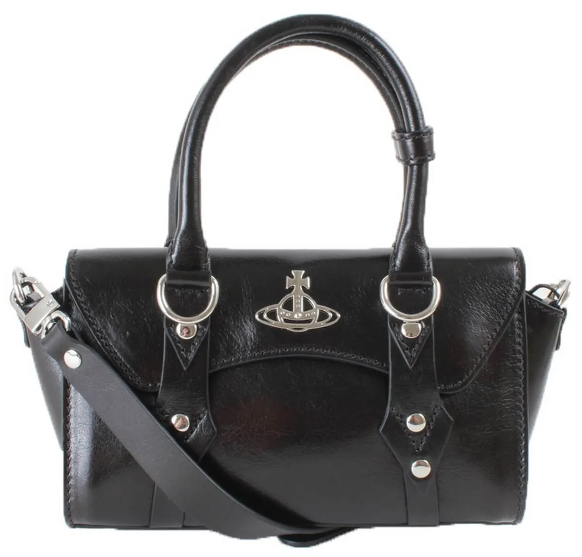 Vivienne Westwood Shiny Veget Tanned Bettina Mini Crossbody Bag - Black sold by KJ Beckett
