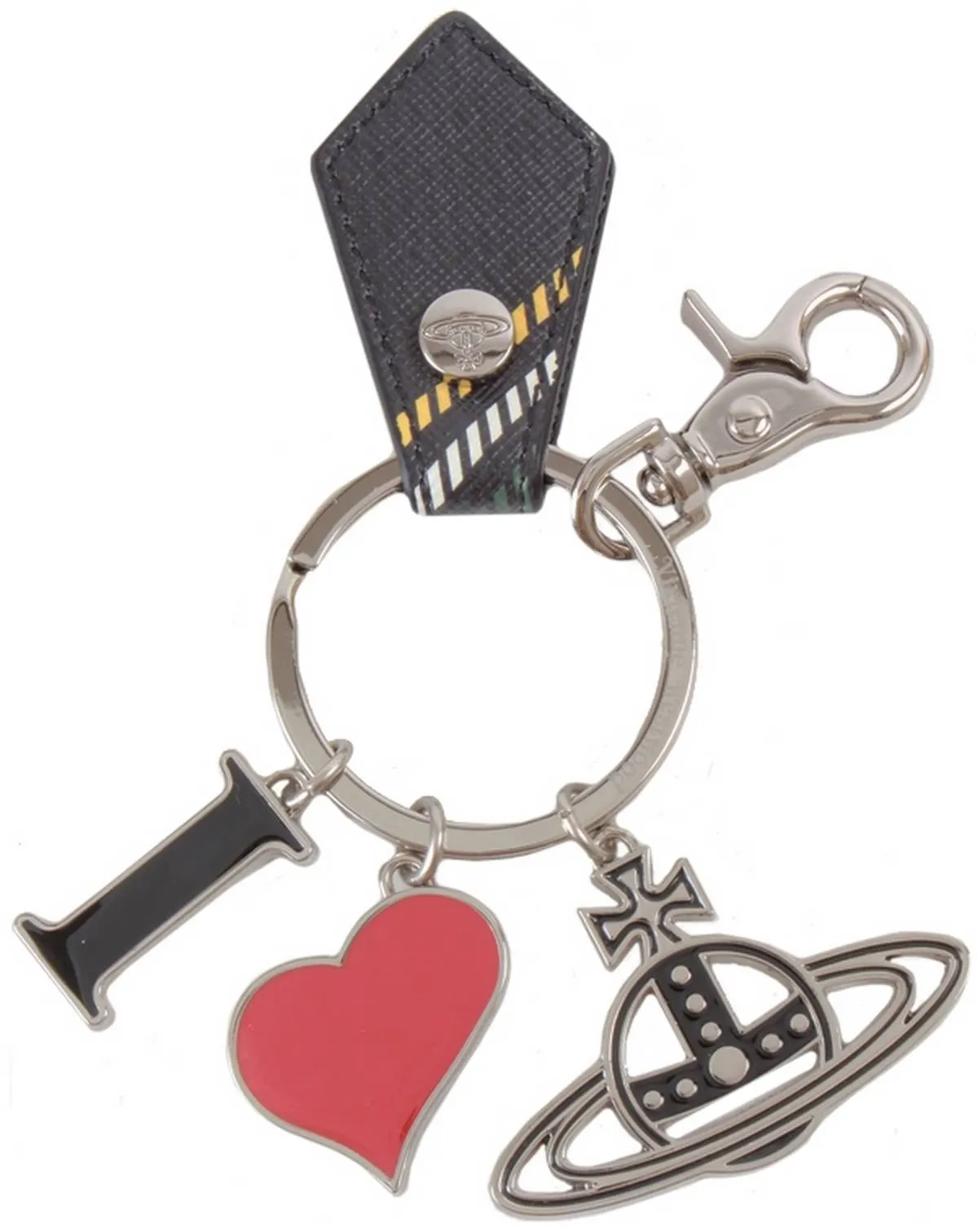 Vivienne Westwood Chelsea Tartan I Love Orb Keyring - Black/Silver sold by KJ Beckett