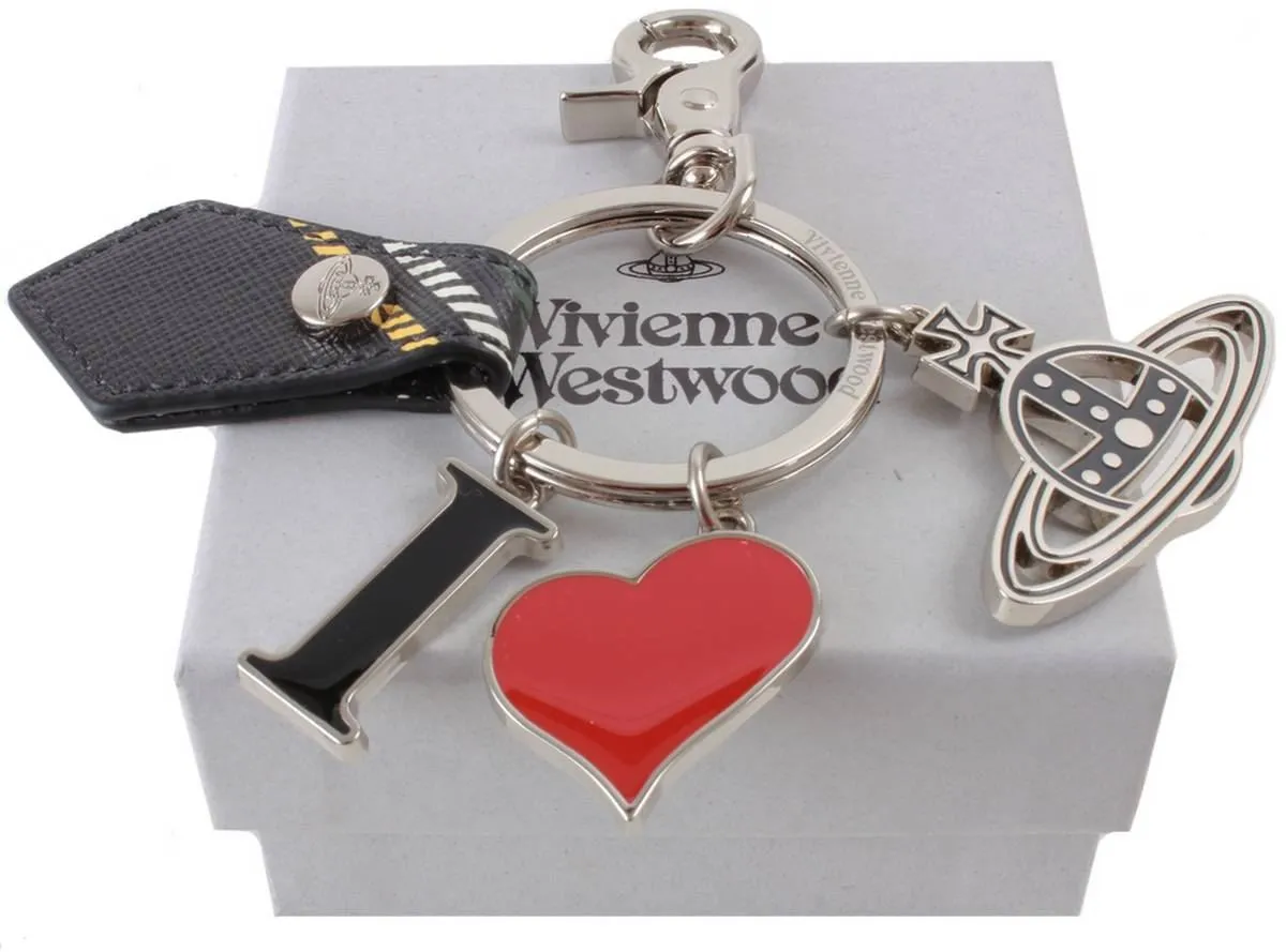 Vivienne Westwood Chelsea Tartan I Love Orb Keyring - Black/Silver sold by KJ Beckett product image thumbnail 3