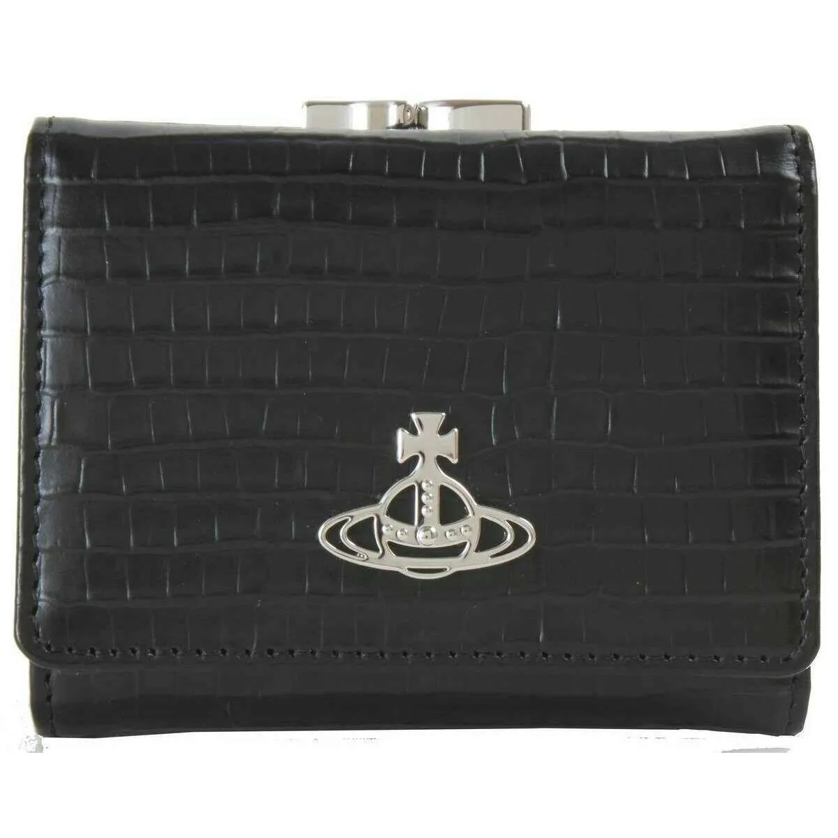 Vivienne Westwood Mini Croc Embossed Small Frame Purse - Black sold by KJ Beckett