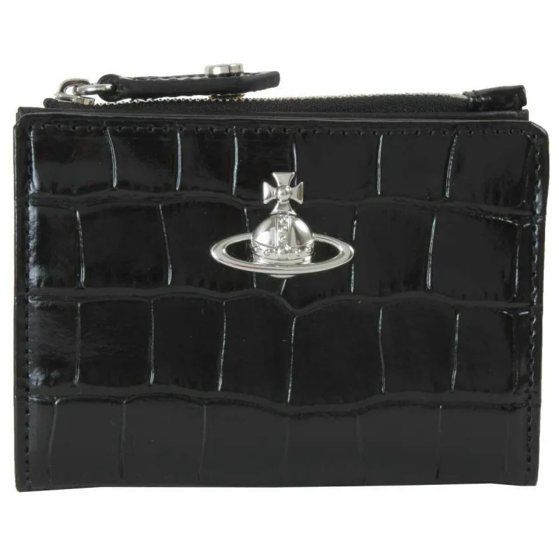 Vivienne Westwood Embossed Croc Slim Flap Card Holder - Black sold by KJ Beckett