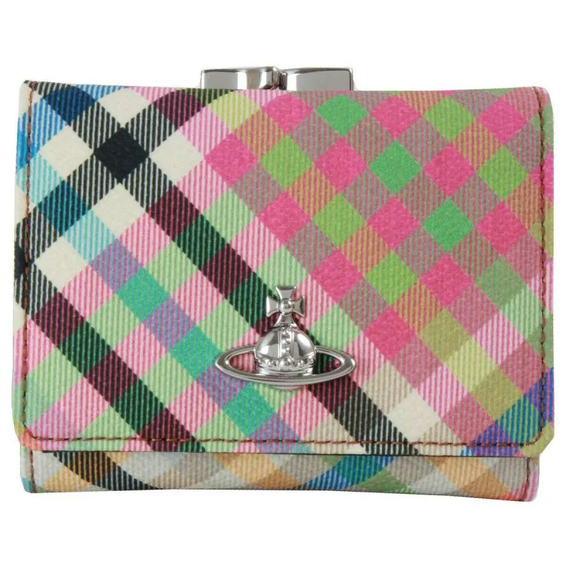 Vivienne Westwood Heather Plaid Small Frame Purse - Beige/Pink/Blue sold by KJ Beckett