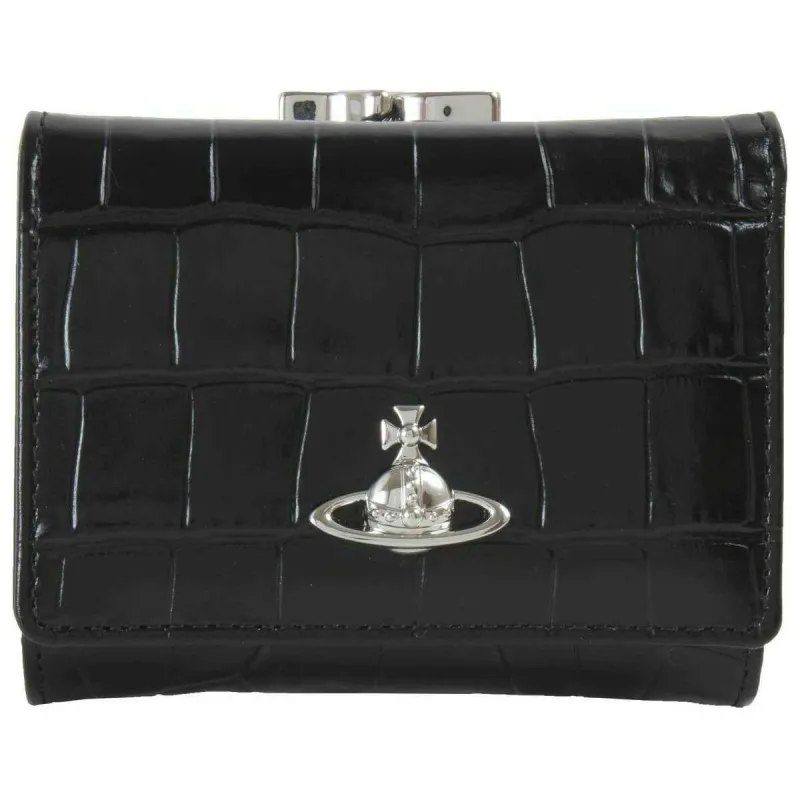 Vivienne Westwood Embossed Croc Small Frame Purse - Black sold by KJ Beckett