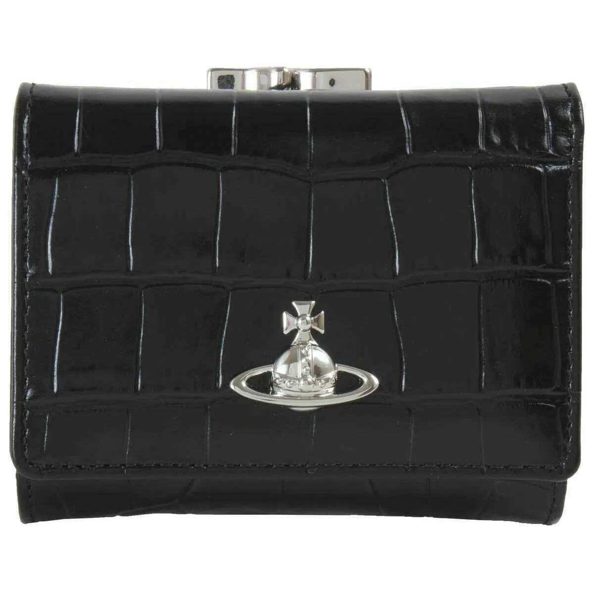 Vivienne Westwood Embossed Croc Small Frame Purse - Black sold by KJ Beckett