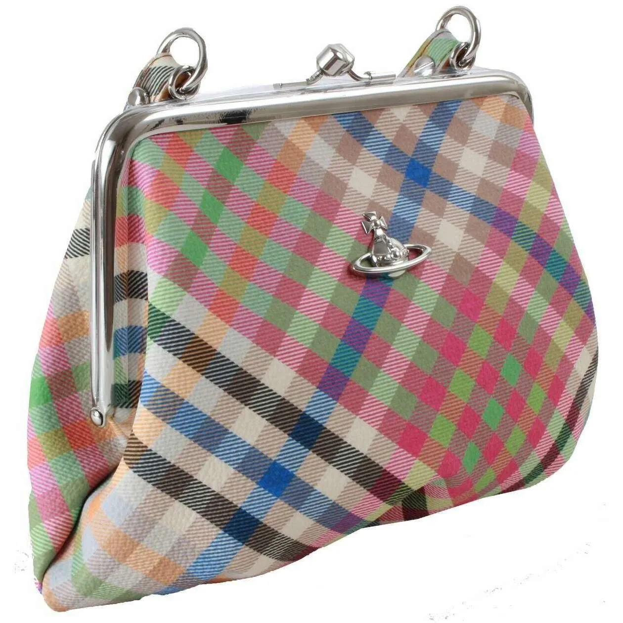 Vivienne Westwood Heather Plaid Granny Frame Purse - Beige/Pink/Blue sold by KJ Beckett product image thumbnail 4