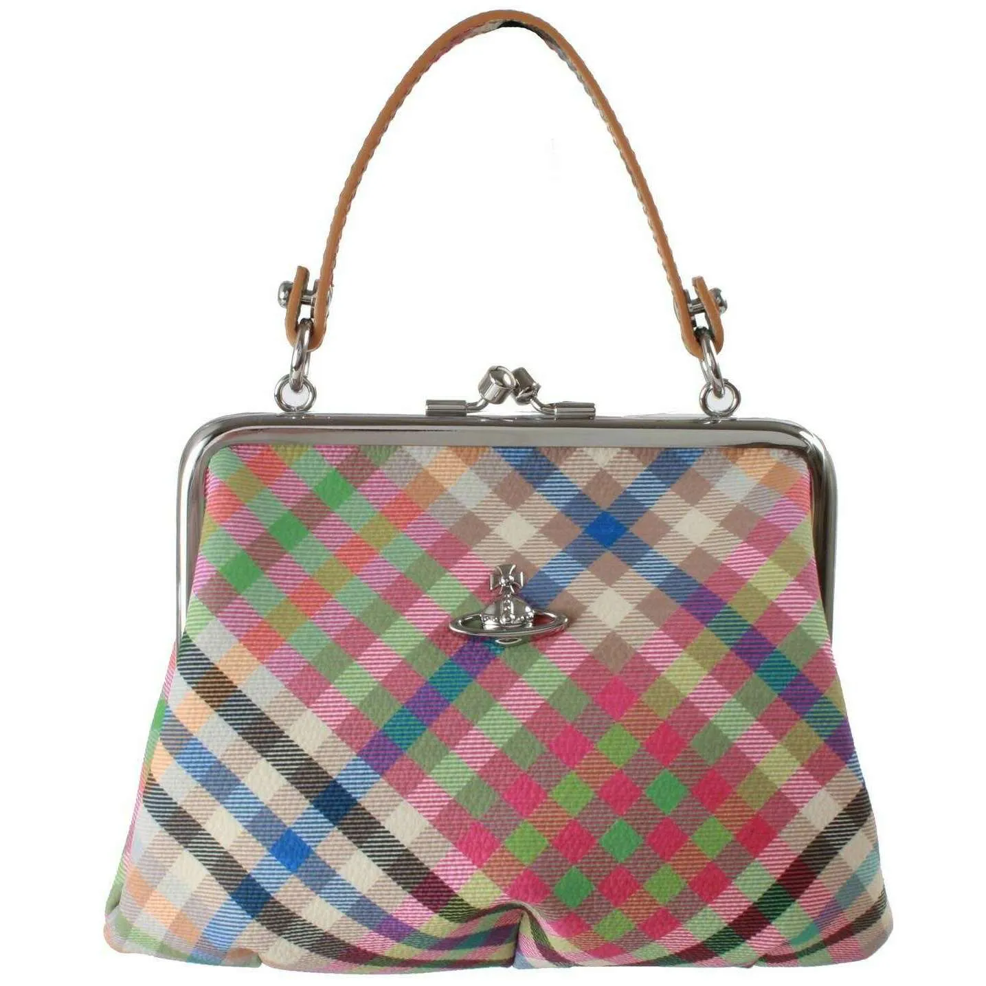 Vivienne Westwood Heather Plaid Granny Frame Purse - Beige/Pink/Blue sold by KJ Beckett