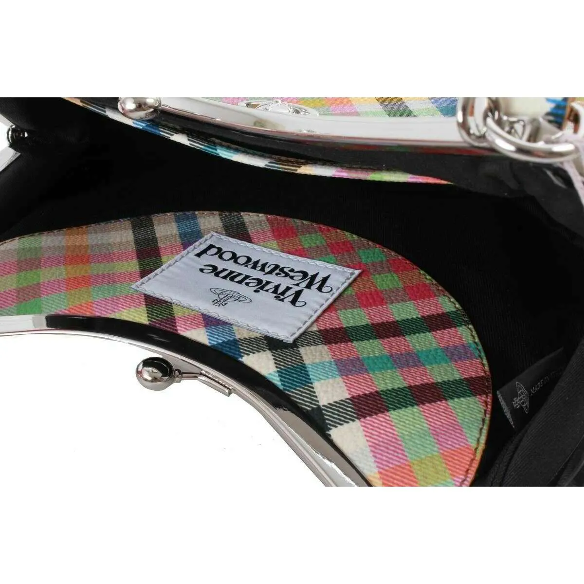 Vivienne Westwood Heather Check Charm Frame Purse - Beige/Pink/Blue sold by KJ Beckett product image thumbnail 3