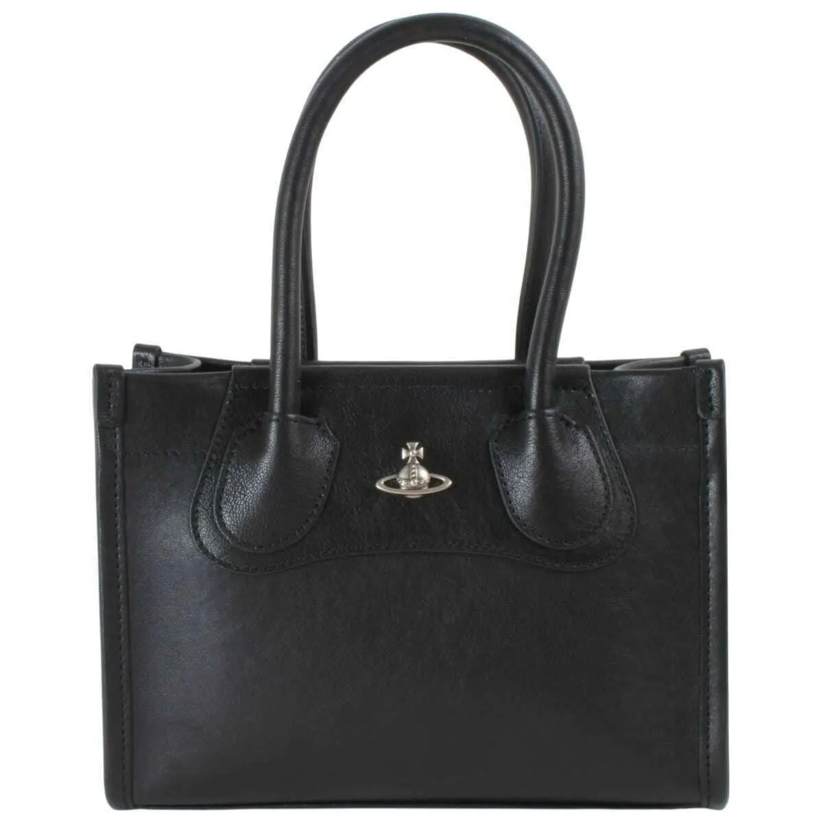 Vivienne Westwood Troy Supple Leather Small Tote Crossbody - Black/Dark Silver sold by KJ Beckett