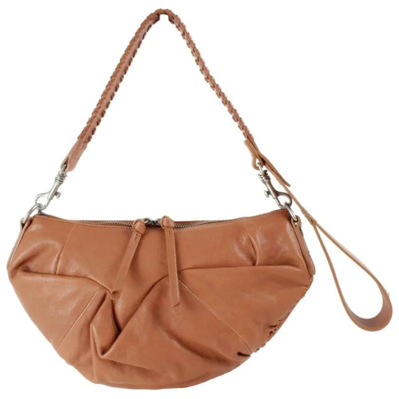 Vivienne Westwood Agnes Supple Leather Small Shoulder Bag - Honey Brown/Dark Silver made by Vivienne Westwood