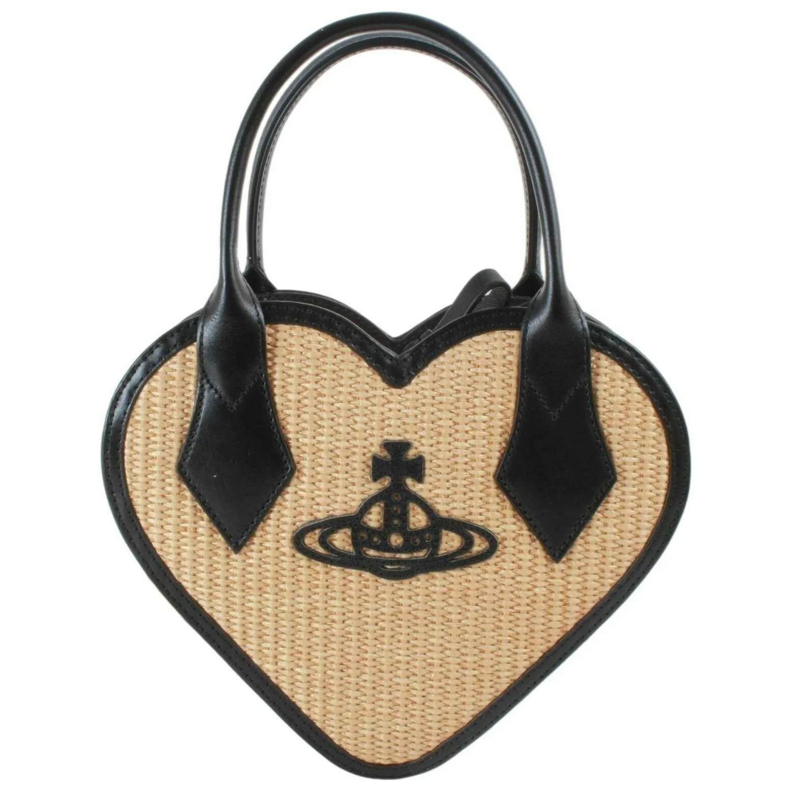 Vivienne Westwood Raffia Josephine Heart Crossbody - Natural Beige sold by KJ Beckett