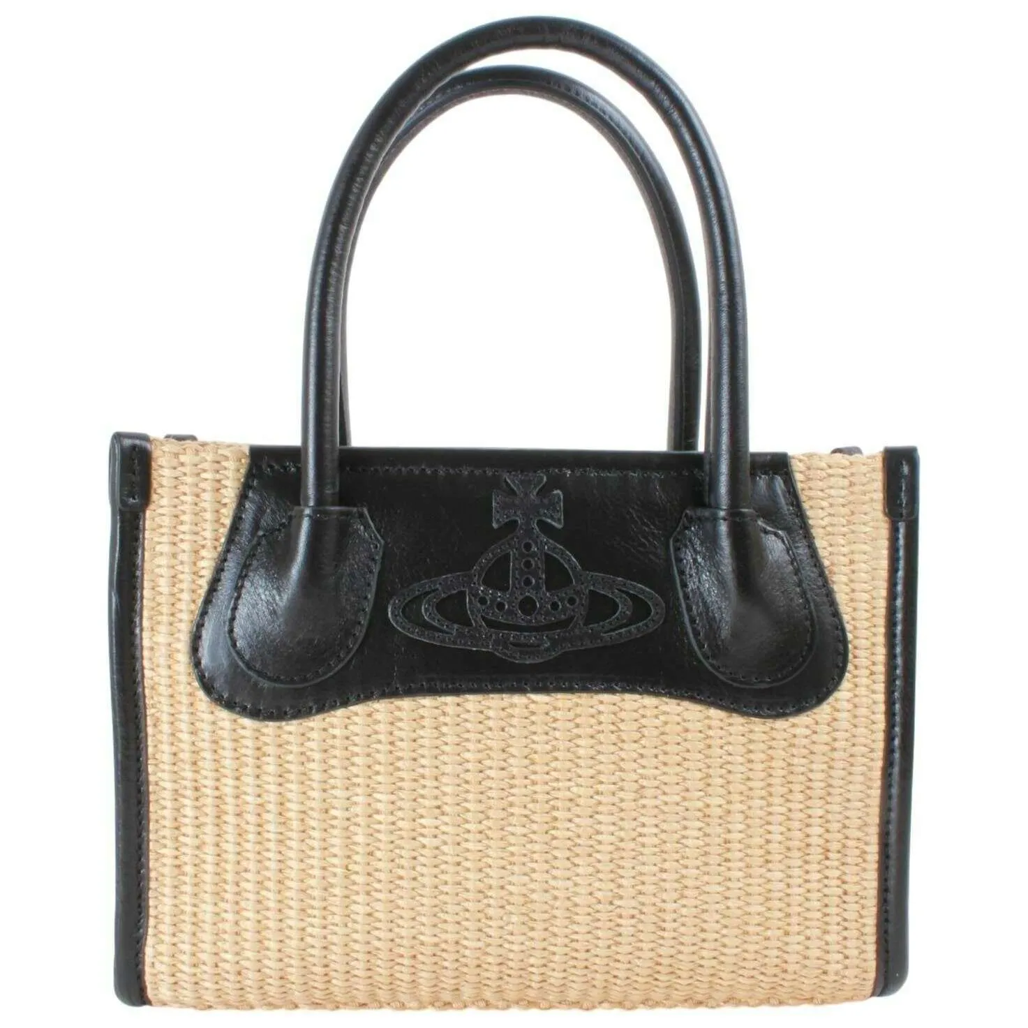 Vivienne Westwood Raffia Troy Small Tote Crossbody - Natural Beige sold by KJ Beckett