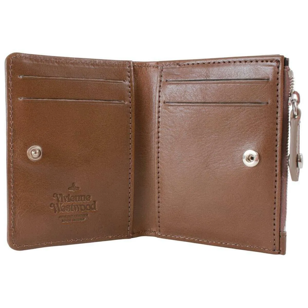 Vivienne Westwood Shiny Veg Tanned Slim Flap Card Holder - Oyster Grey Brown sold by KJ Beckett product image thumbnail 3
