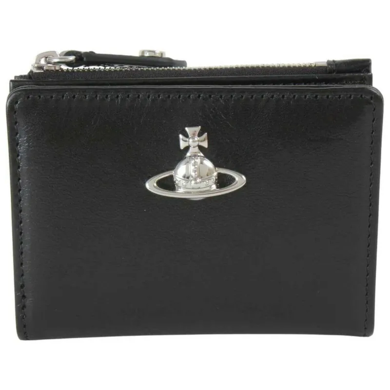 Vivienne Westwood Shiny Veg Tanned Slim Flap Card Holder - Black made by Vivienne Westwood