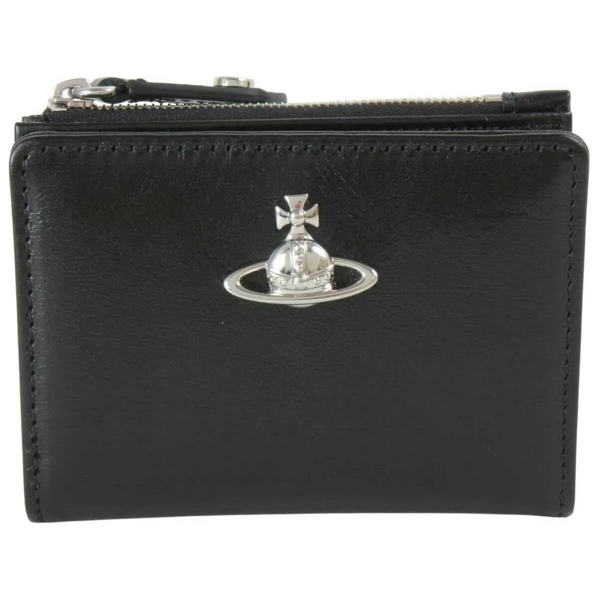 Vivienne Westwood Shiny Veg Tanned Slim Flap Card Holder - Black sold by KJ Beckett