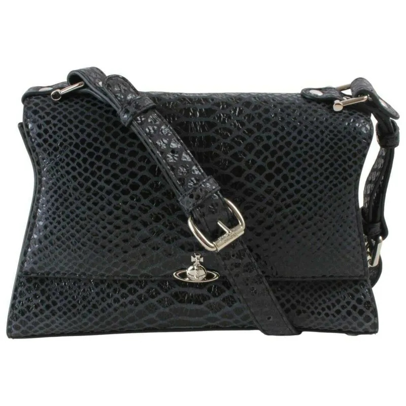 Vivienne Westwood Snake Effect Bianca Shoulder Bag - Dark Grey made by Vivienne Westwood