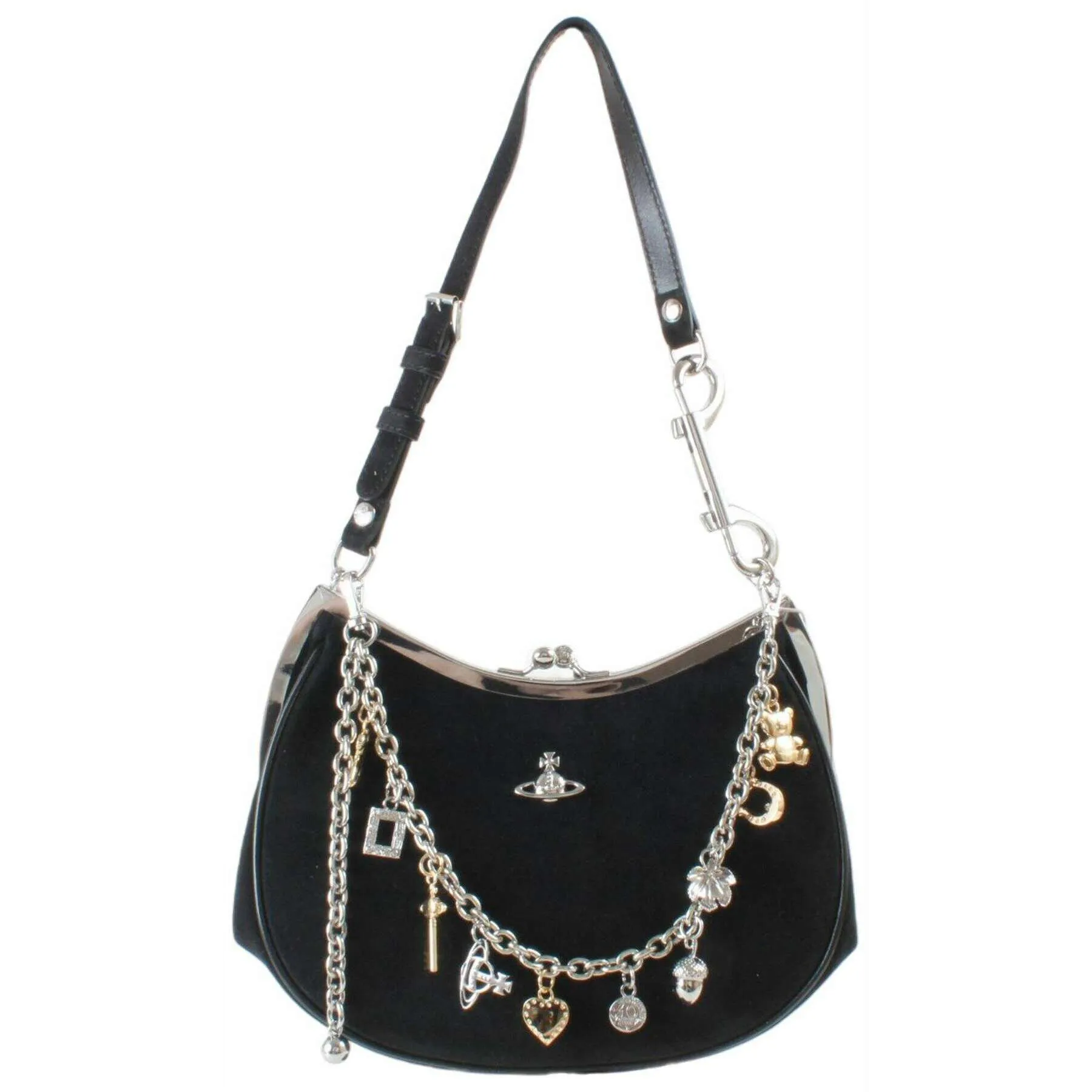 Vivienne Westwood Suede Charm Frame Purse Bag - Black sold by KJ Beckett