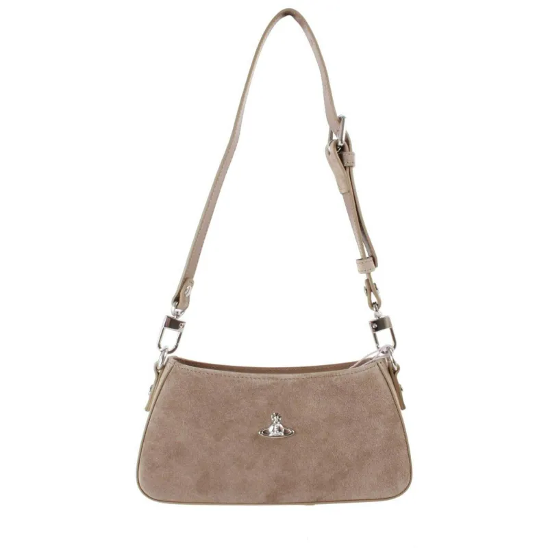 Vivienne Westwood Tasha Suede Shoulder Phone Bag - Stone Beige made by Vivienne Westwood