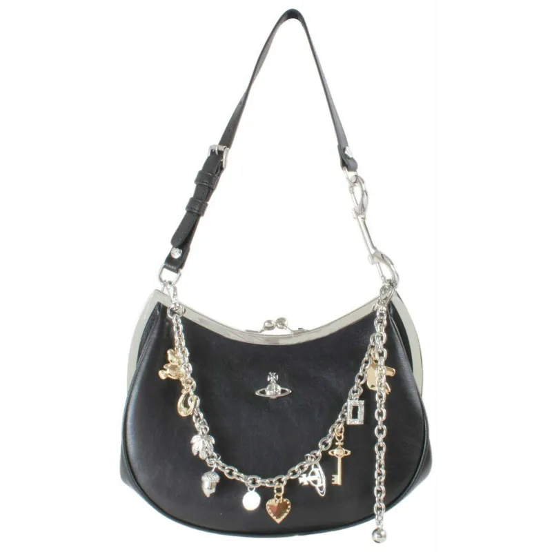 Vivienne Westwood Supple Leather Charm Frame Purse Handbag - Black made by Vivienne Westwood