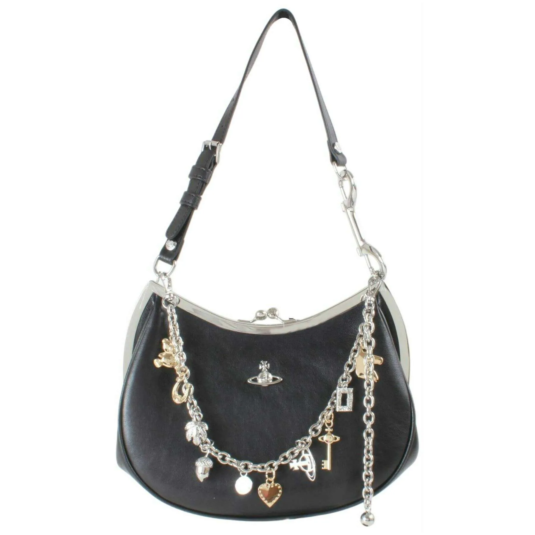Vivienne Westwood Supple Leather Charm Frame Purse Handbag - Black sold by KJ Beckett