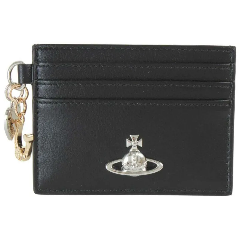Vivienne Westwood Smooth Card Holder with Charms - Black made by Vivienne Westwood