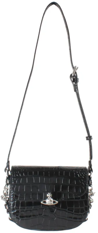 Vivienne Westwood Hunter Croc Flap Crossbody Bag - Black made by Vivienne Westwood