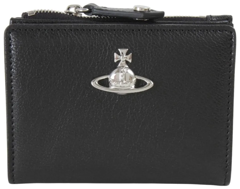 Vivienne Westwood Slim Flap Supple Leather Card Holder - Black made by Vivienne Westwood