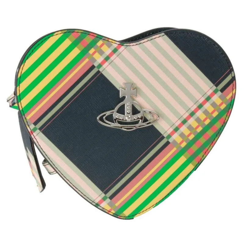 Vivienne Westwood Louise Saffiano Heart Crossbody Bag - Combat Tartan Green sold by KJ Beckett