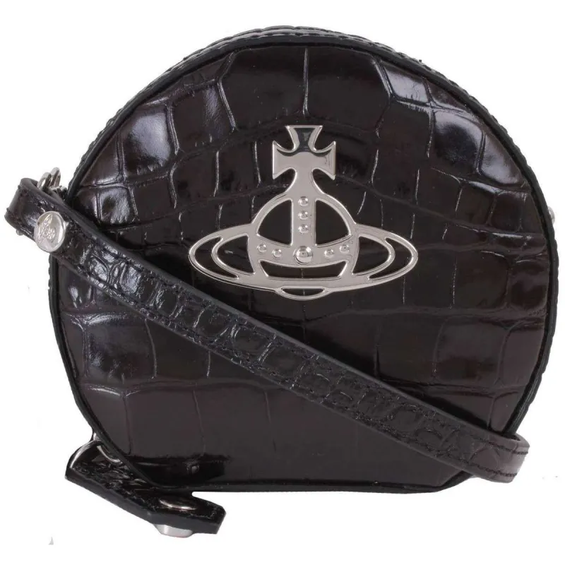 Vivienne Westwood Crocodile Mini Round Cross Body Bag - Black sold by KJ Beckett
