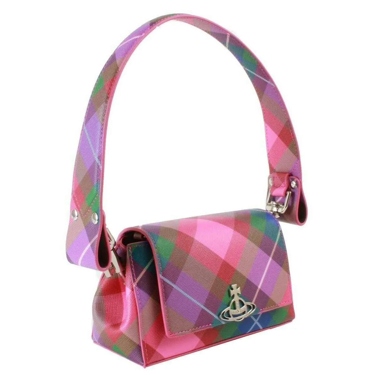 Vivienne Westwood Saffiano Printed Hazel Small Handbag - Candy Tartan Pink sold by KJ Beckett product image thumbnail 4