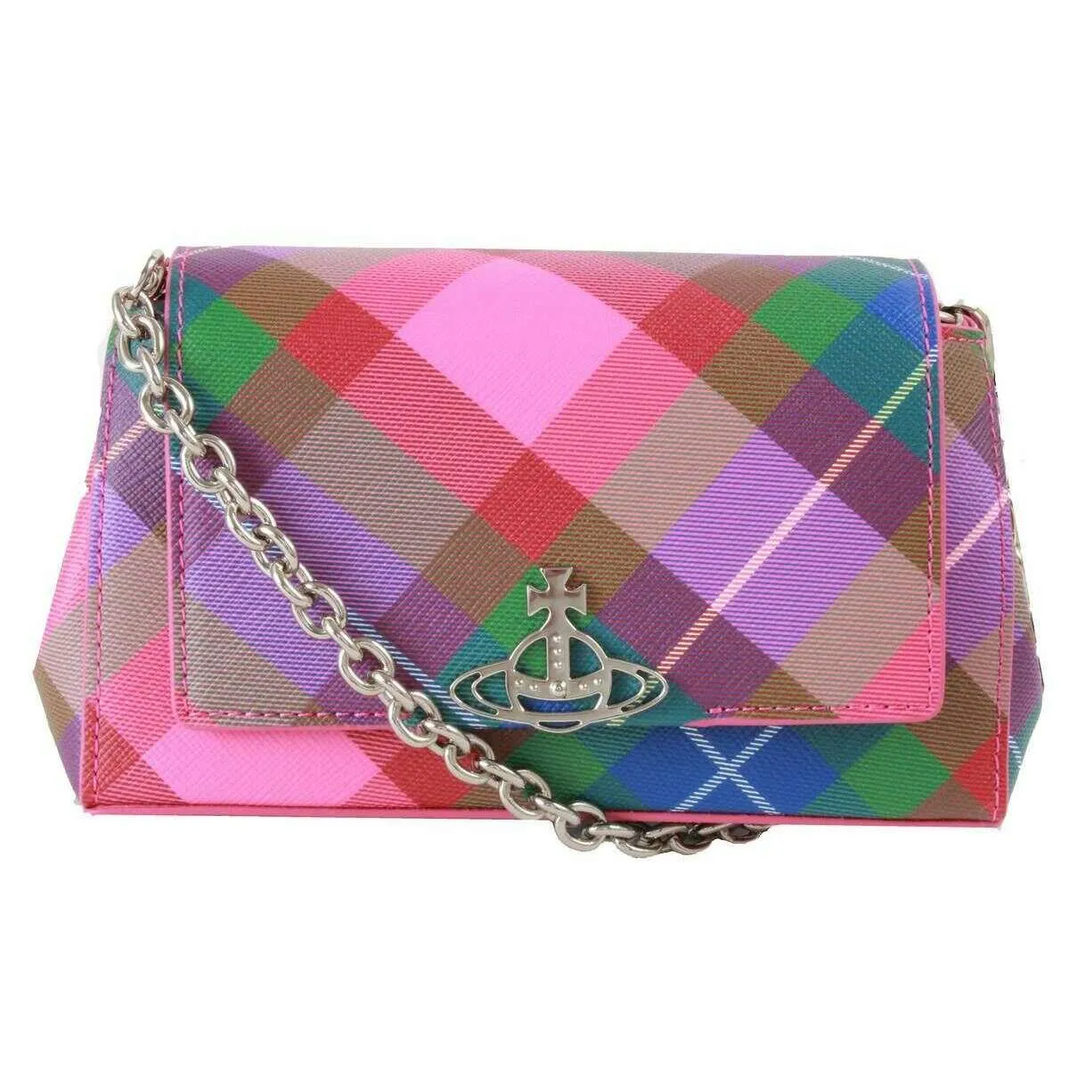 Vivienne Westwood Saffiano Printed Hazel Small Handbag - Candy Tartan Pink sold by KJ Beckett product image thumbnail 2